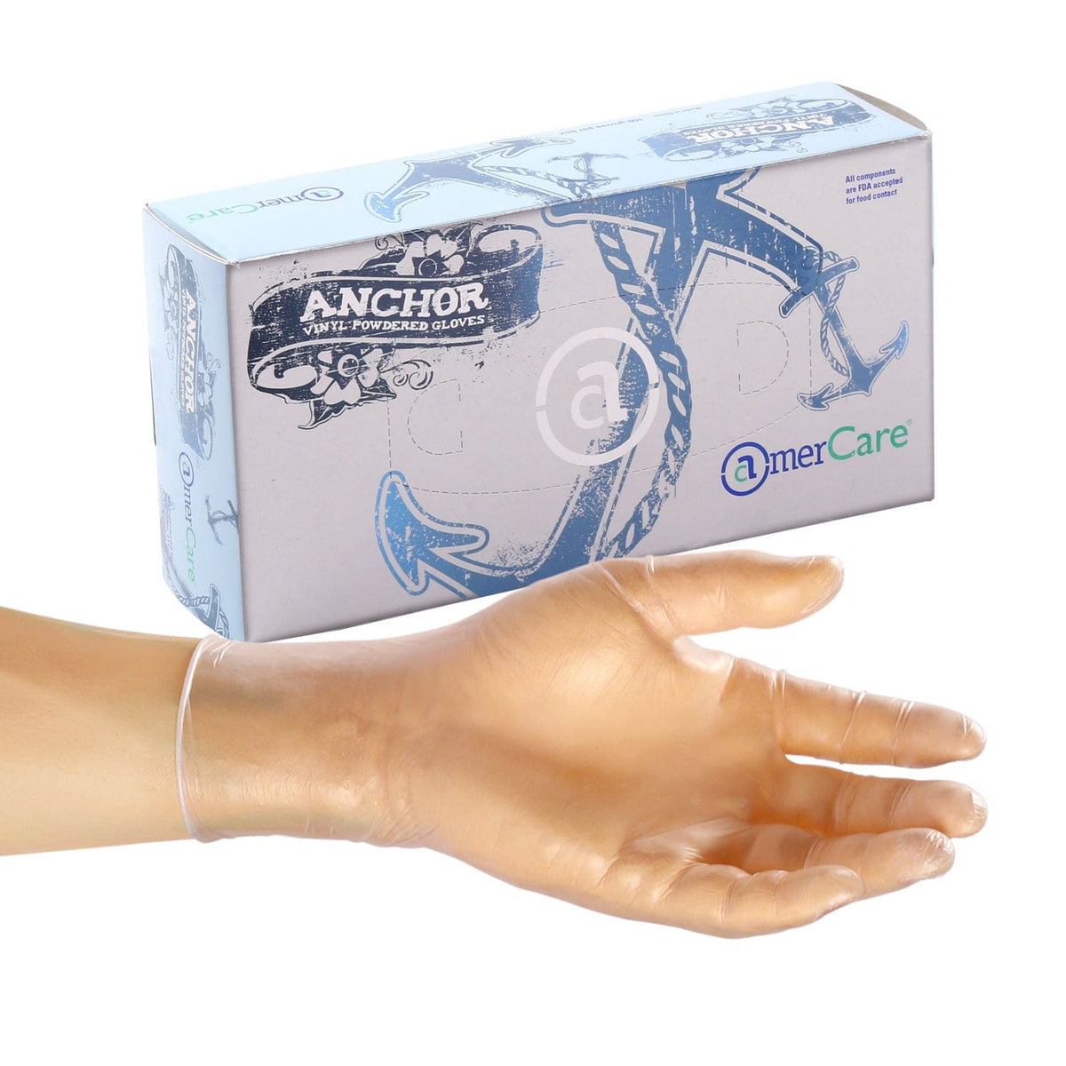 Anchor Powdered Vinyl Gloves, Case of 1,000