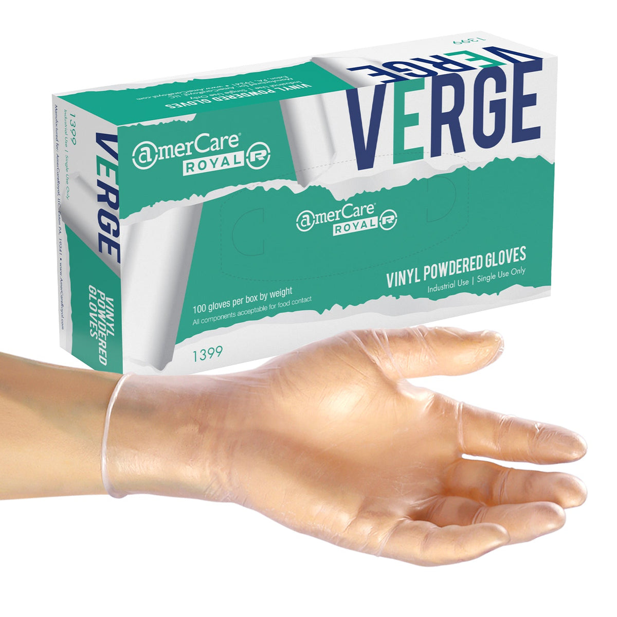 Verge Powdered Vinyl Gloves, Case of 1,000