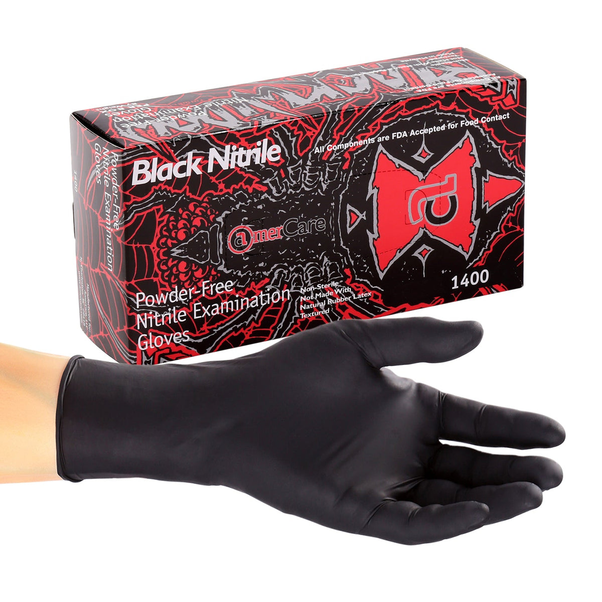 Black Widow Powder Free Nitrile Exam Glove(#1400) Samples