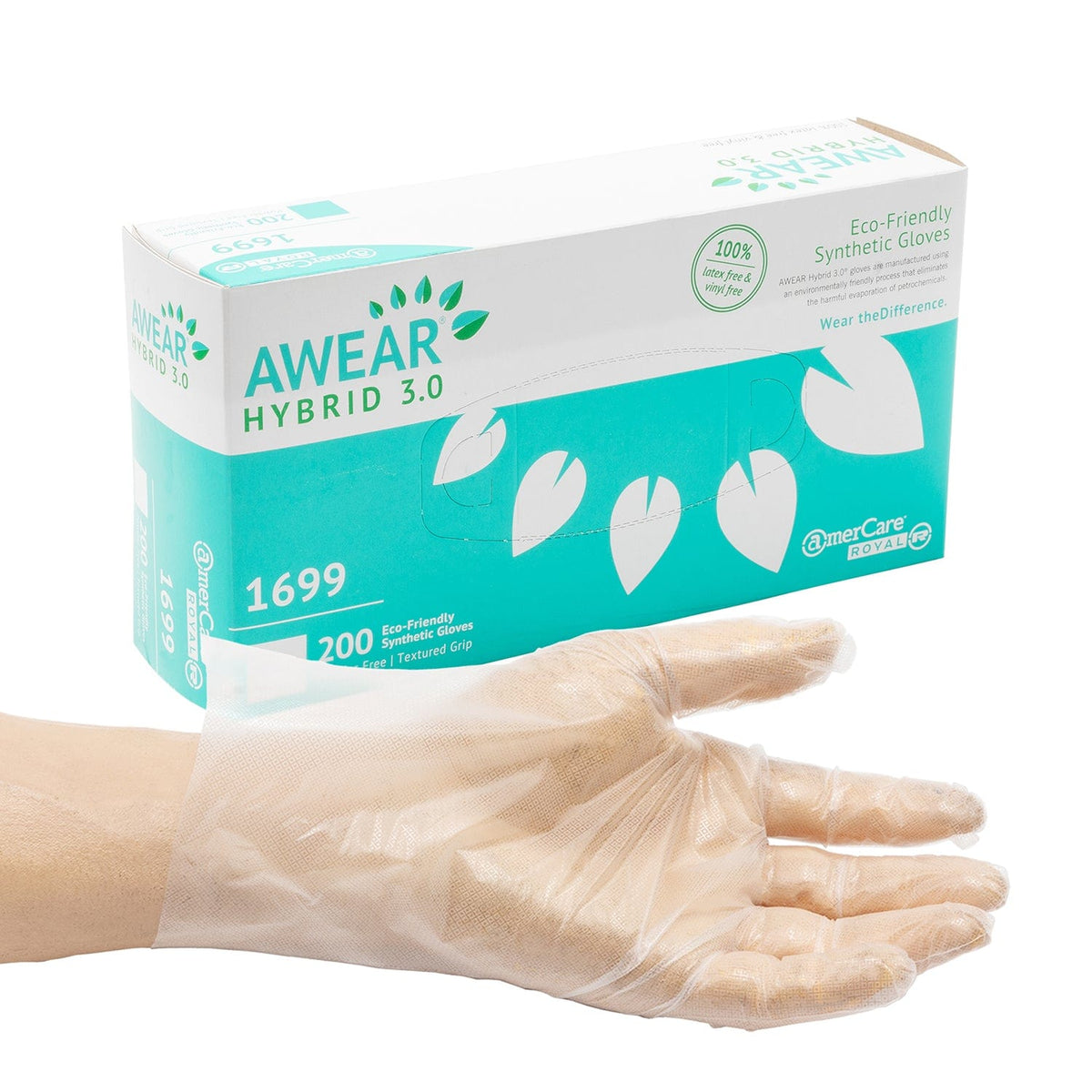 AWEAR Eco-Friendly Powder Free Hybrid 3.0 Gloves, Case of 1,000 (XXL: 900)