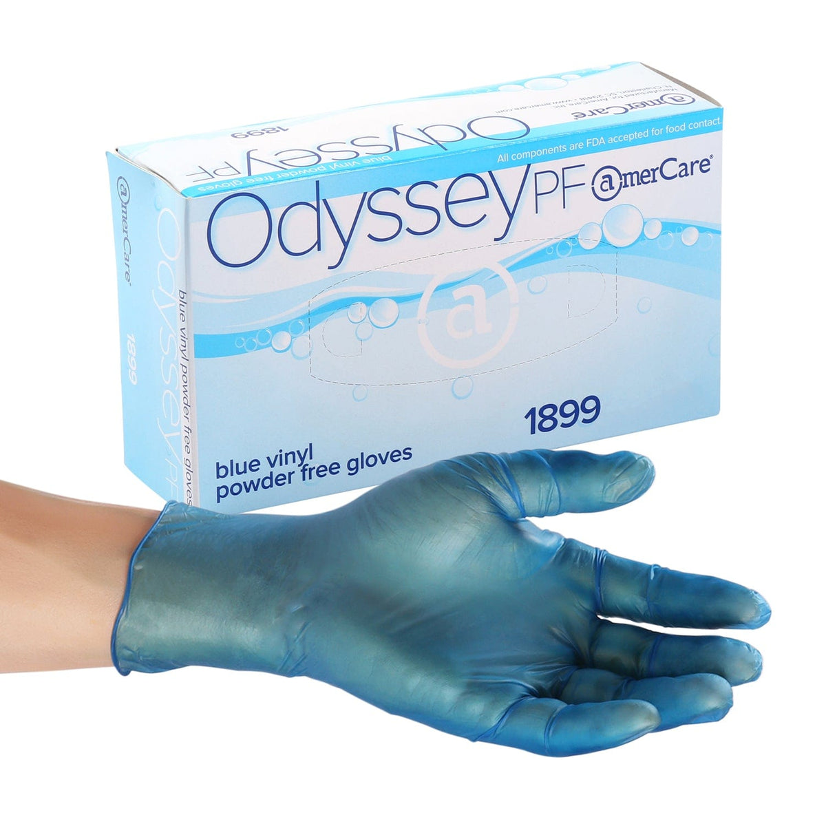 Odyssey Blue Powder Free Vinyl Gloves, Case of 1,000 (XXL: 900)