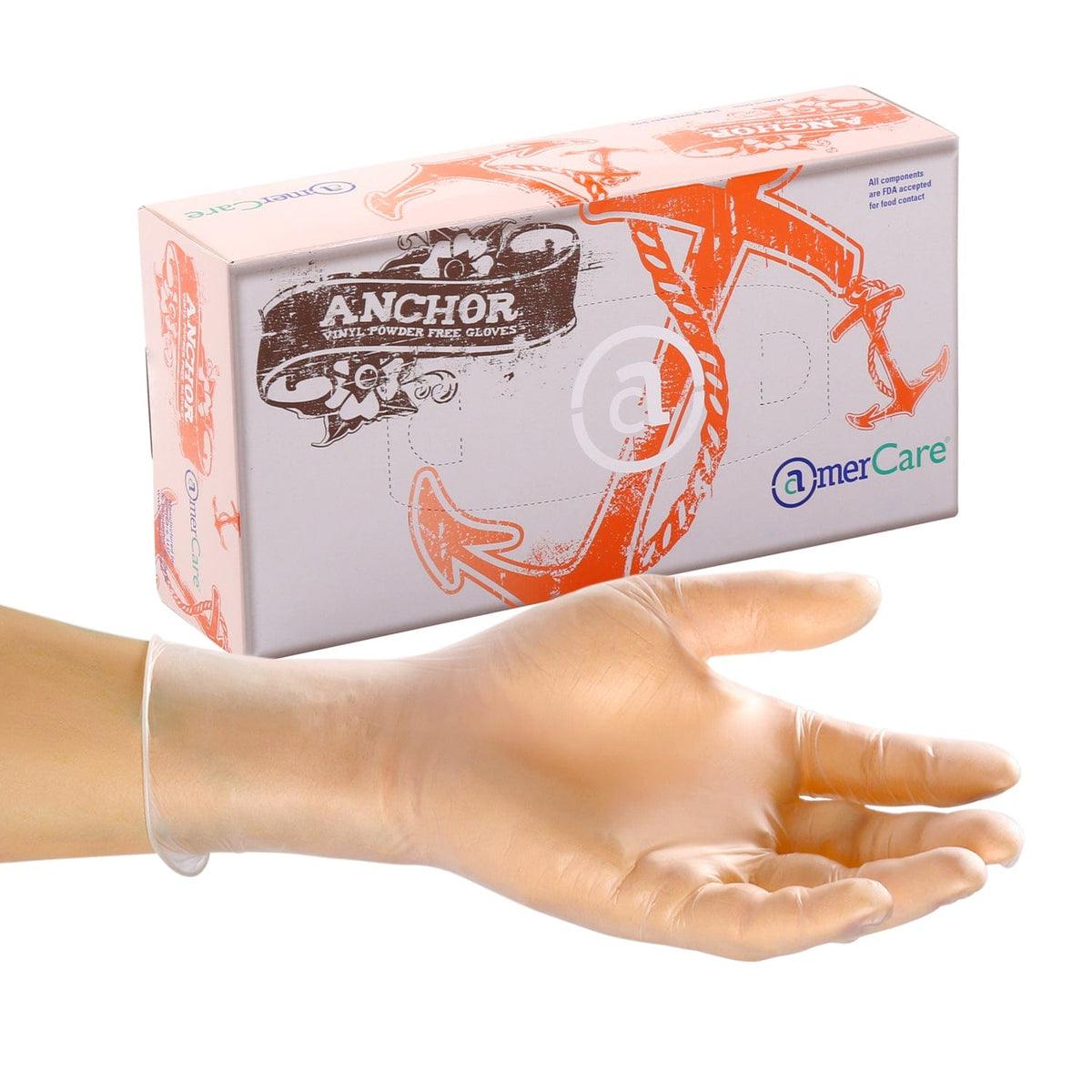 Anchor Powder Free Vinyl Gloves, Case of 1,000 (XXL: 900)