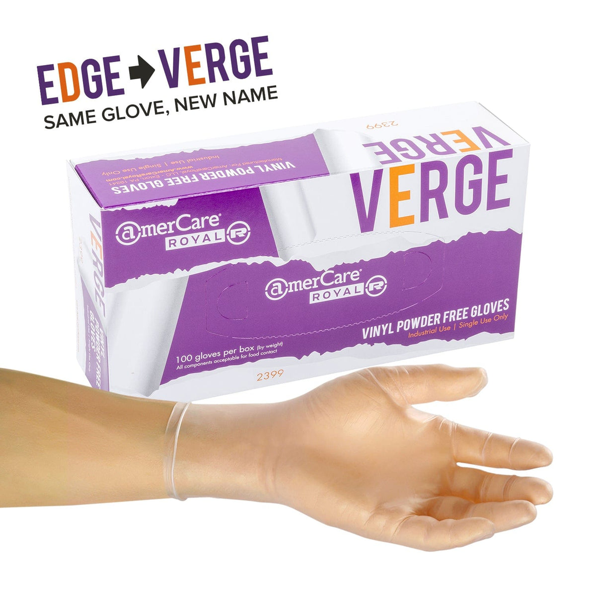 Verge Powder Free Vinyl Gloves, Case of 1,000