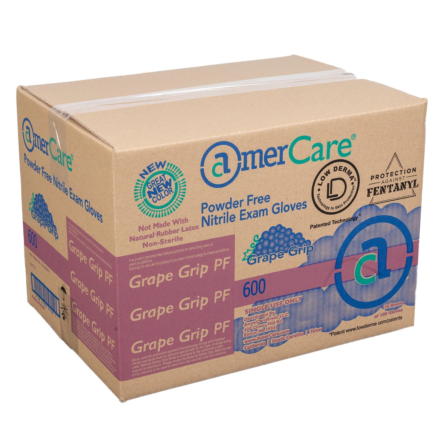 Grape Grip Powder Free Nitrile Exam Gloves, Case of 1,000