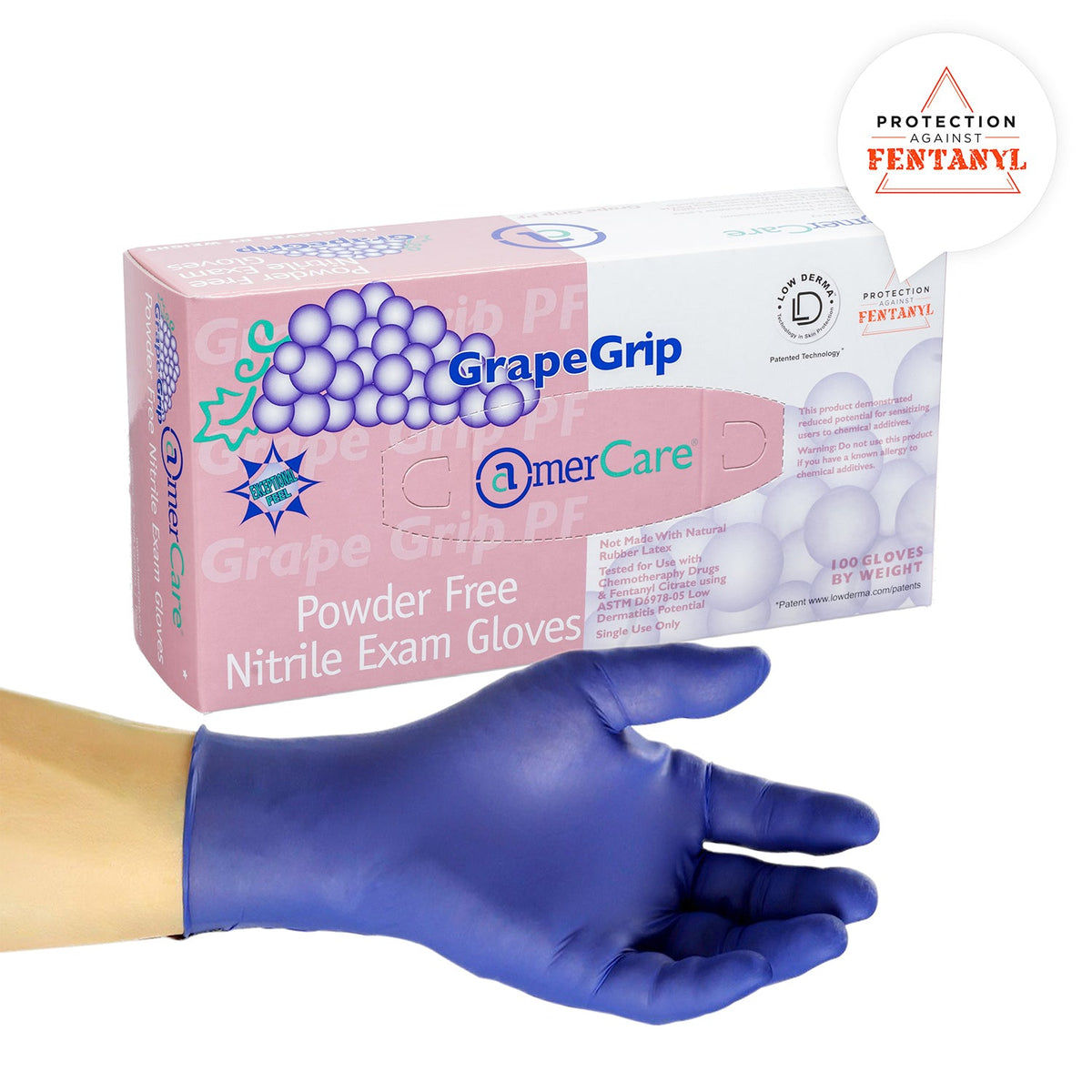 Grape Grip Powder Free Nitrile Exam Gloves, Case of 1,000