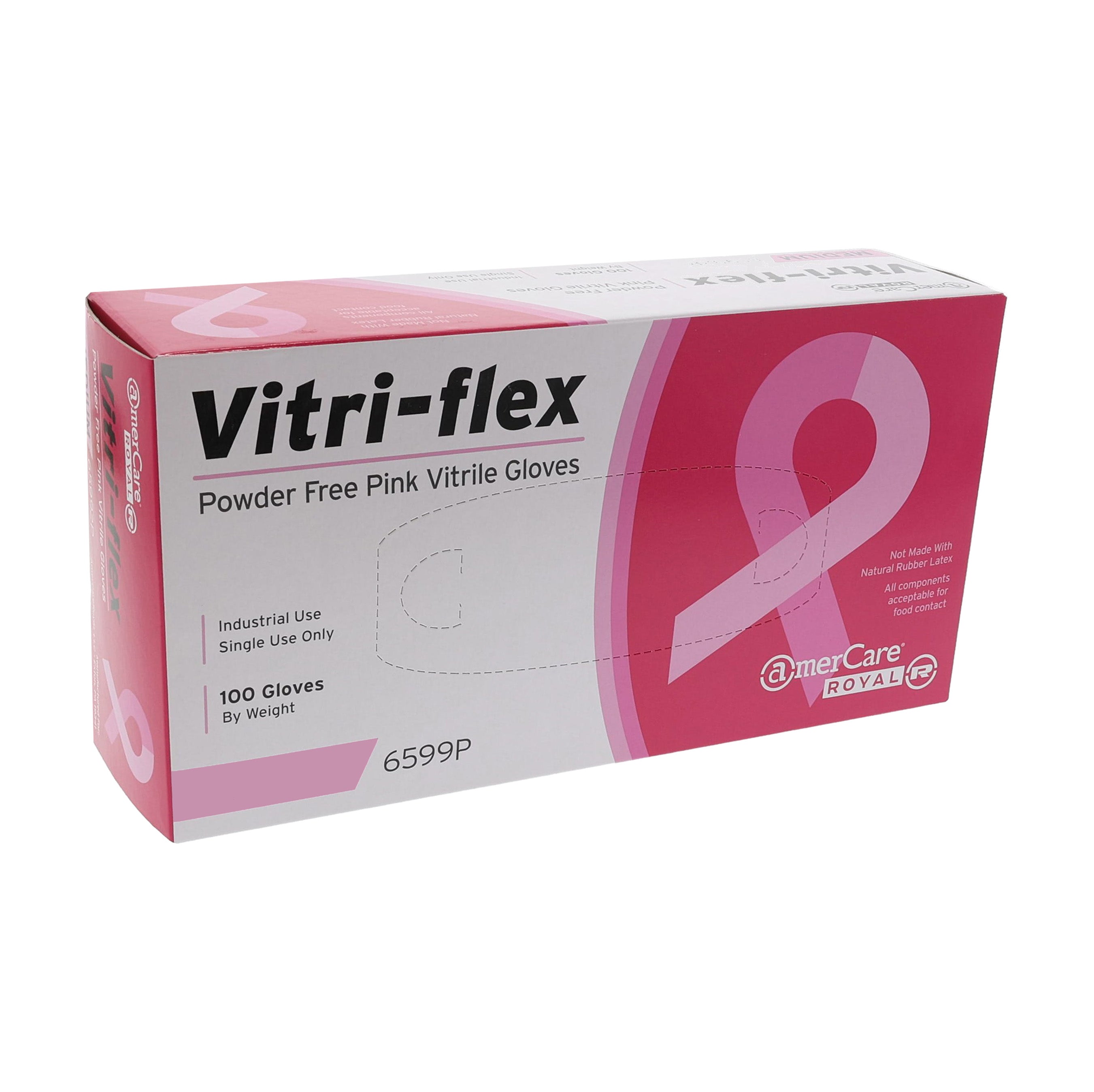 Vitri-Flex Pink Powder Free Vitrile Disposable Gloves, Case of 1,000