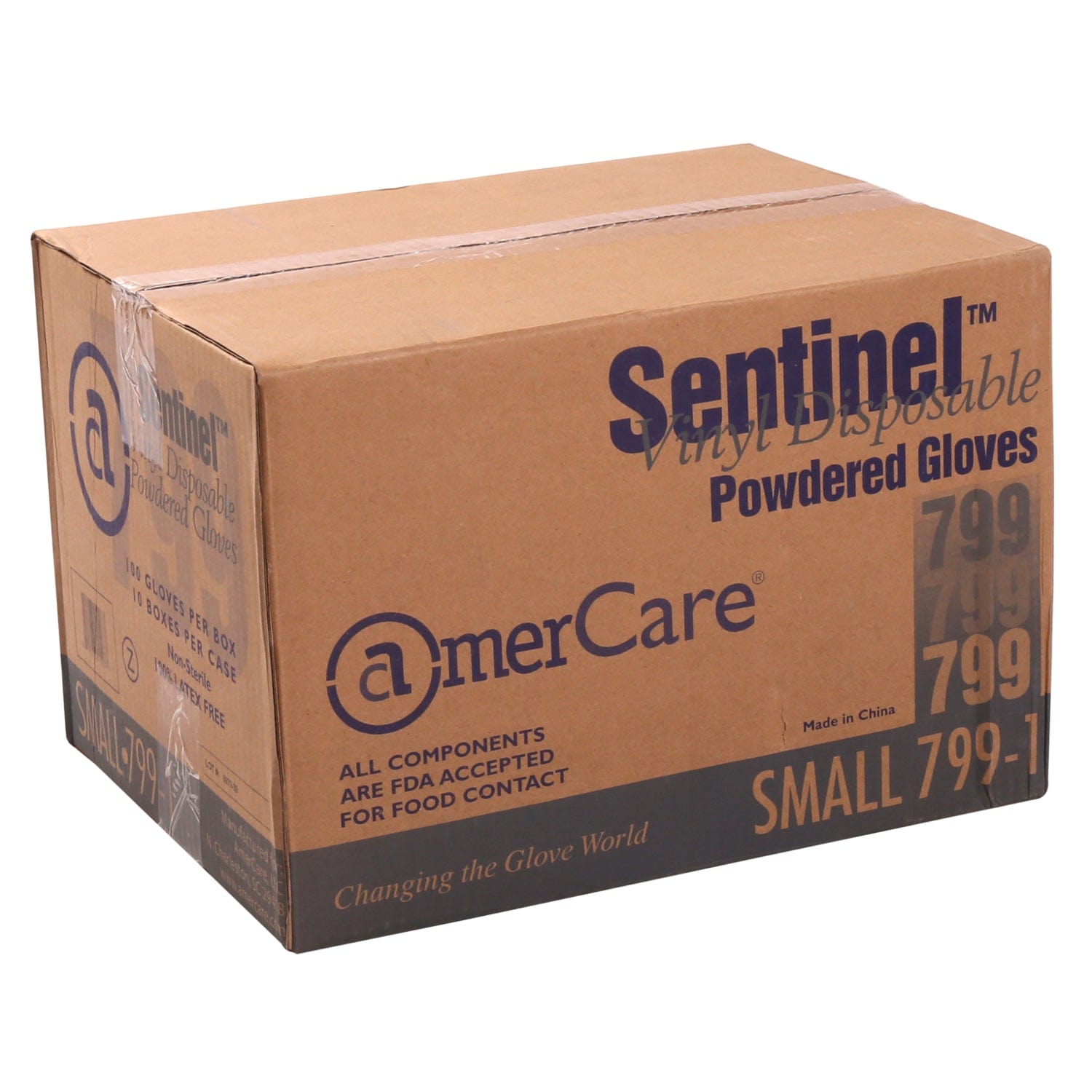 X- Large Sentinel Powdered Vinyl Gloves, Box of 100