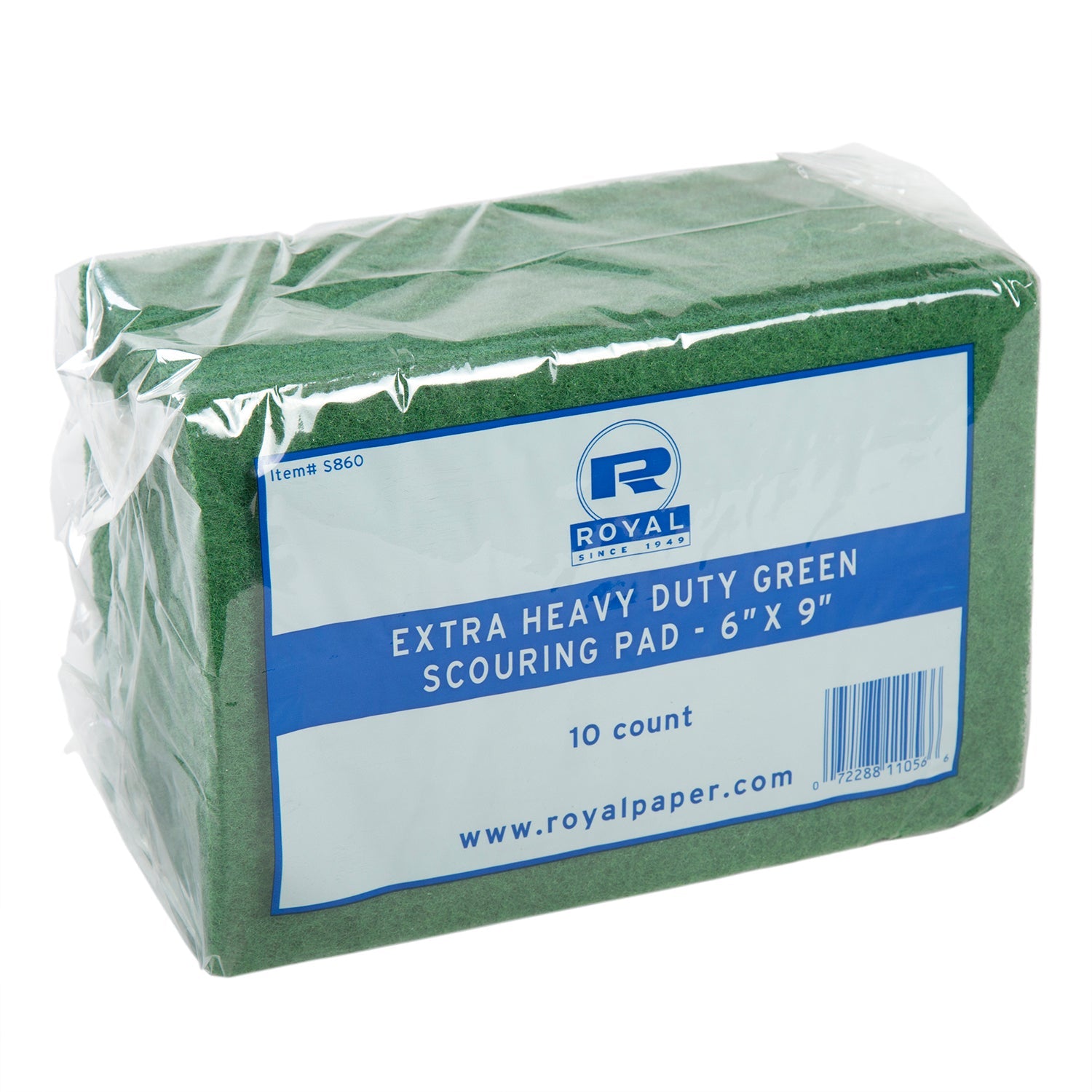 Green 6" x 9" Heavy Duty Scouring Pads, Case of 60