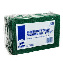 Green 6" x 9" Medium Duty Scouring Pads, 10 to 60